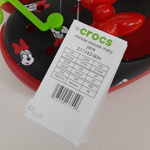 Crocs Disney Minnie Mouse Mary Janes Red Womens 9 Platform Slip On Chunky NWT - Picture 10 of 10